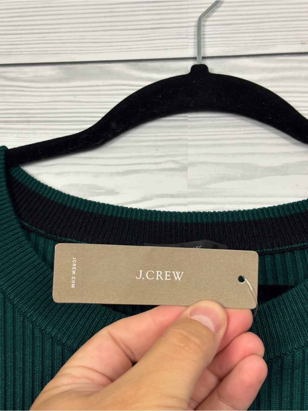 J. Crew Ribbed Knit short sleeve MIDI Dress emerald green size Medium NWT - Picture 5 of 10